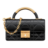 DIOR Cow Leather & Metal Handbag, Shoulder Bag, Crossbody Bag Mini Women's Black