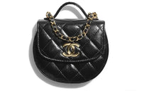 CHANEL Shiny Calfskin Shoulder Bag Crossbody Bag Women's Black