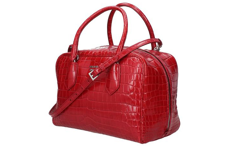 PRADA Crocodile Leather Handbag Women's Red