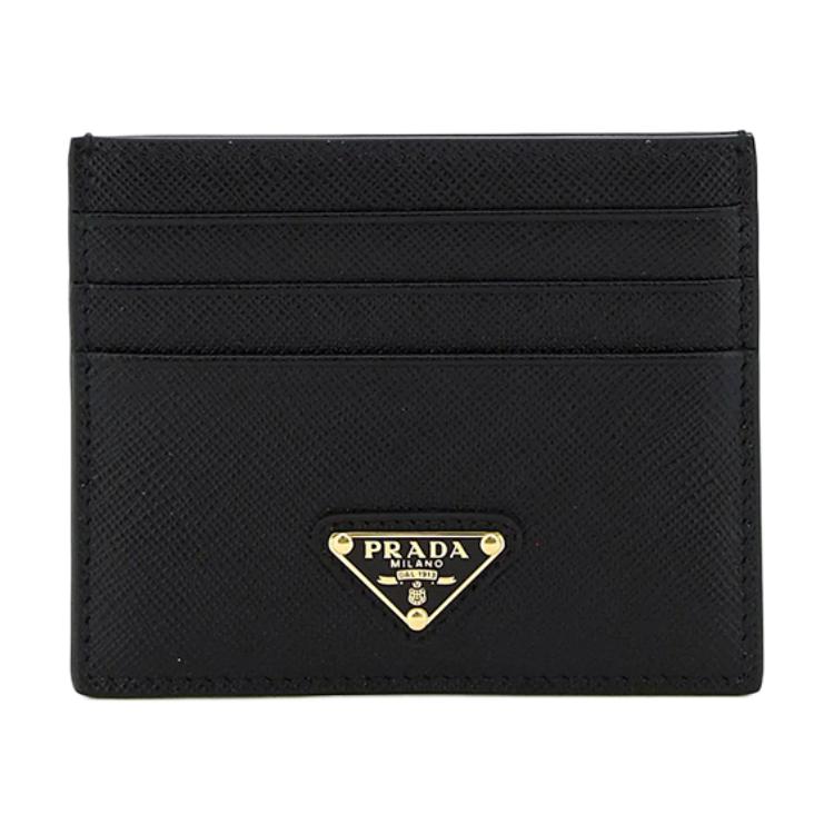 PRADA Saffiano Leather Card Holder Small Size Women's Black