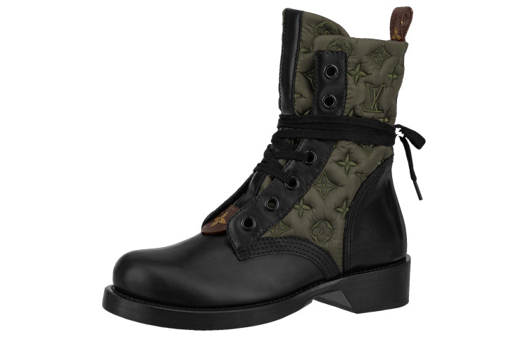 LOUIS VUITTON Metropolis Flat Ranger Shoes 'Olive Green Monogram With Black' Women's