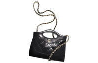 CHANEL Shiny Cow Leather Long Rectangular Handbag Shoulder Bag Crossbody Bag Mini Women's Black