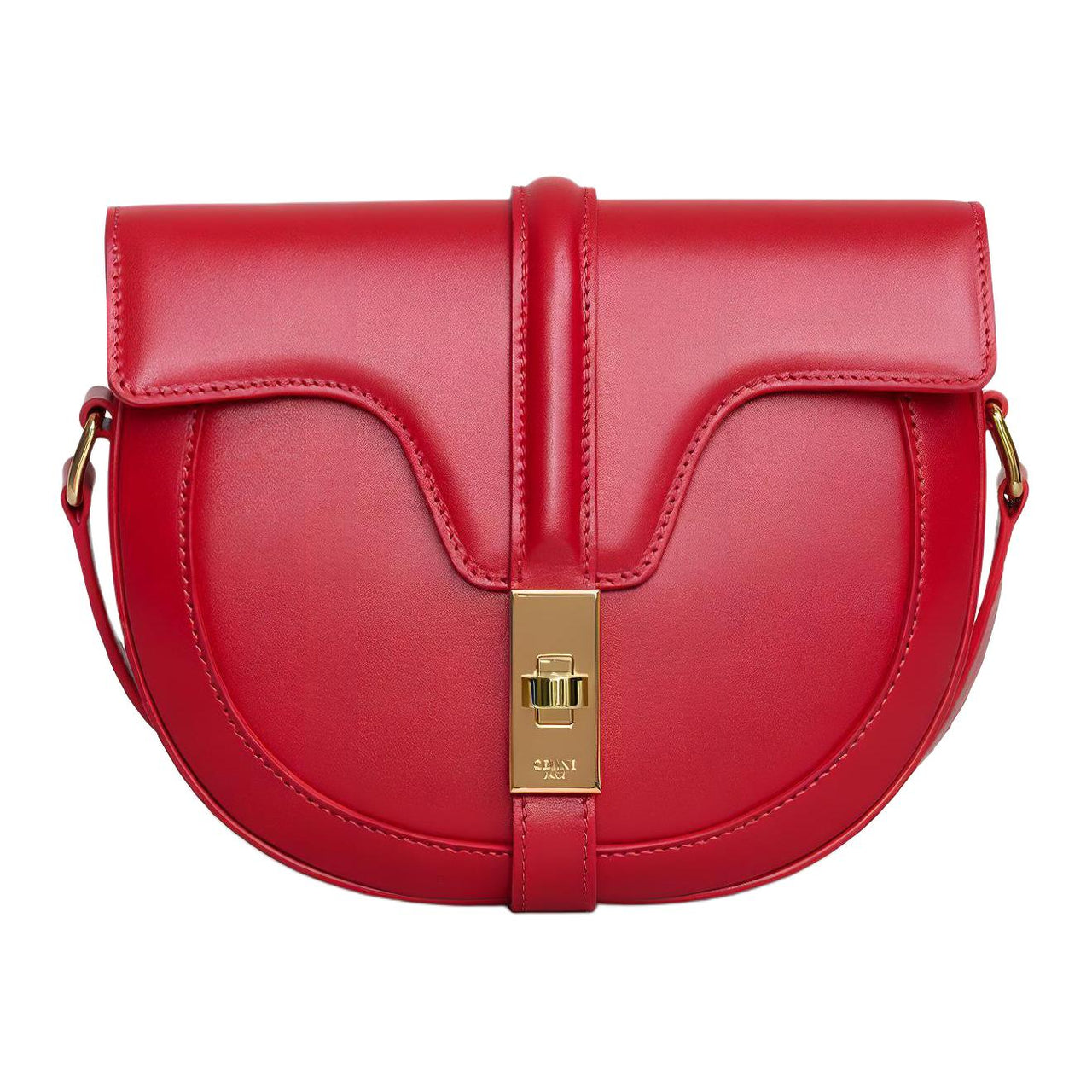 CELINE Besace16 Satin Cow Leather Handbag Shoulder Bags Small Size Women's Candy Color Red