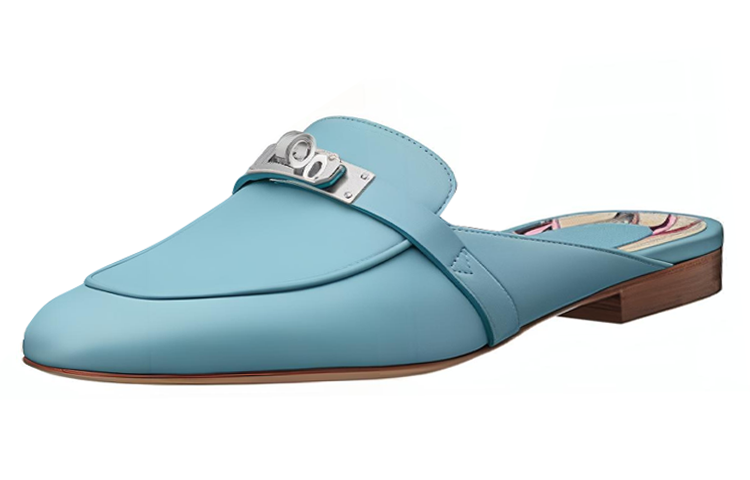 HERMES Oz Wrap-toe Slippers Women's Blue