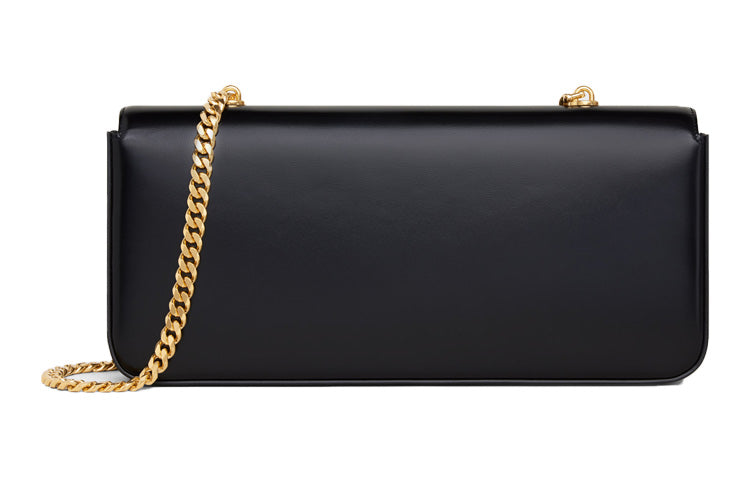 CELINE Triomphe Shiny Cow Leather Chain Bag, Shoulder Bag, Handbag Regular Women's Black