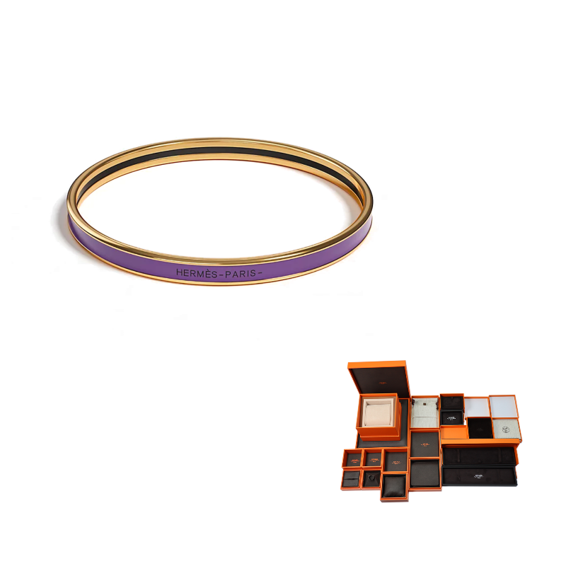 HERMES Gold-Plated Bangles Unisex Iris Purple Color