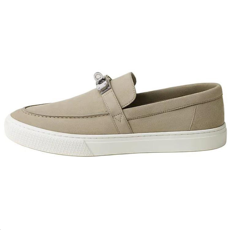 HERMES Slip-On Game Loafers Men's Gray