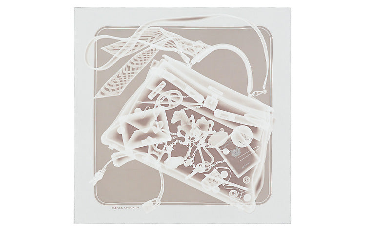 HERMES Silk Scarves Women's Silver Gray