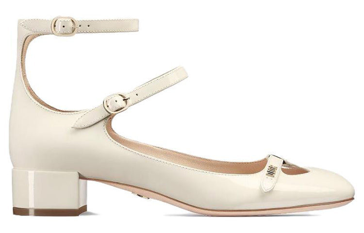 DIOR Aime Dior Chunky Heel High Heels 3cm Women's White
