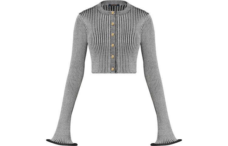 LOUIS VUITTON Ribbed Knit Trumpet Sleeve Cardigan