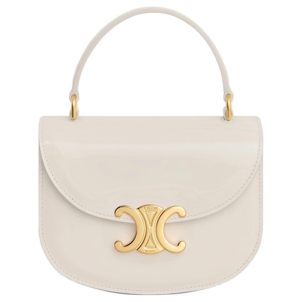 CELINE Besace Calfskin Handbag Shoulder Bag Crossbody Bag Mini Women's White