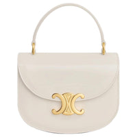 CELINE Besace Calfskin Handbag Shoulder Bag Crossbody Bag Mini Women's White