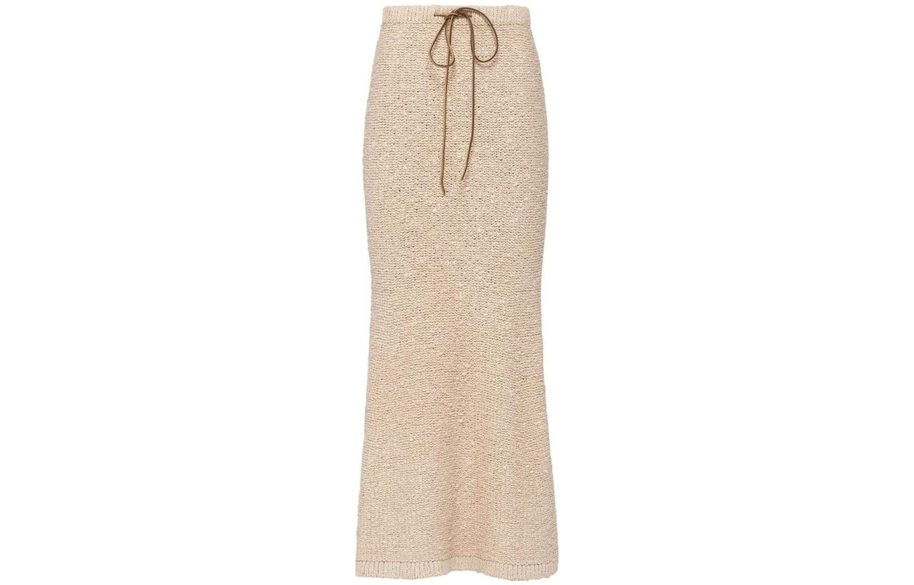 PRADA Drawstring Bouclé Maxi Skirt