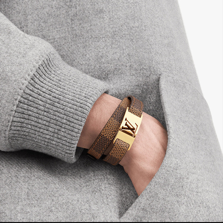 LOUIS VUITTON Canvas With Calfskin Wristbands Unisex Brown