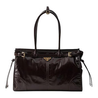 PRADA Leather Shoulder Bag, Crossbody Bag, Handbag Tubas Women's Dark Brown