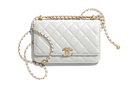 CHANEL WOC Calfskin One Shoulder Handbag Crossbody Bag Small Size Women's White