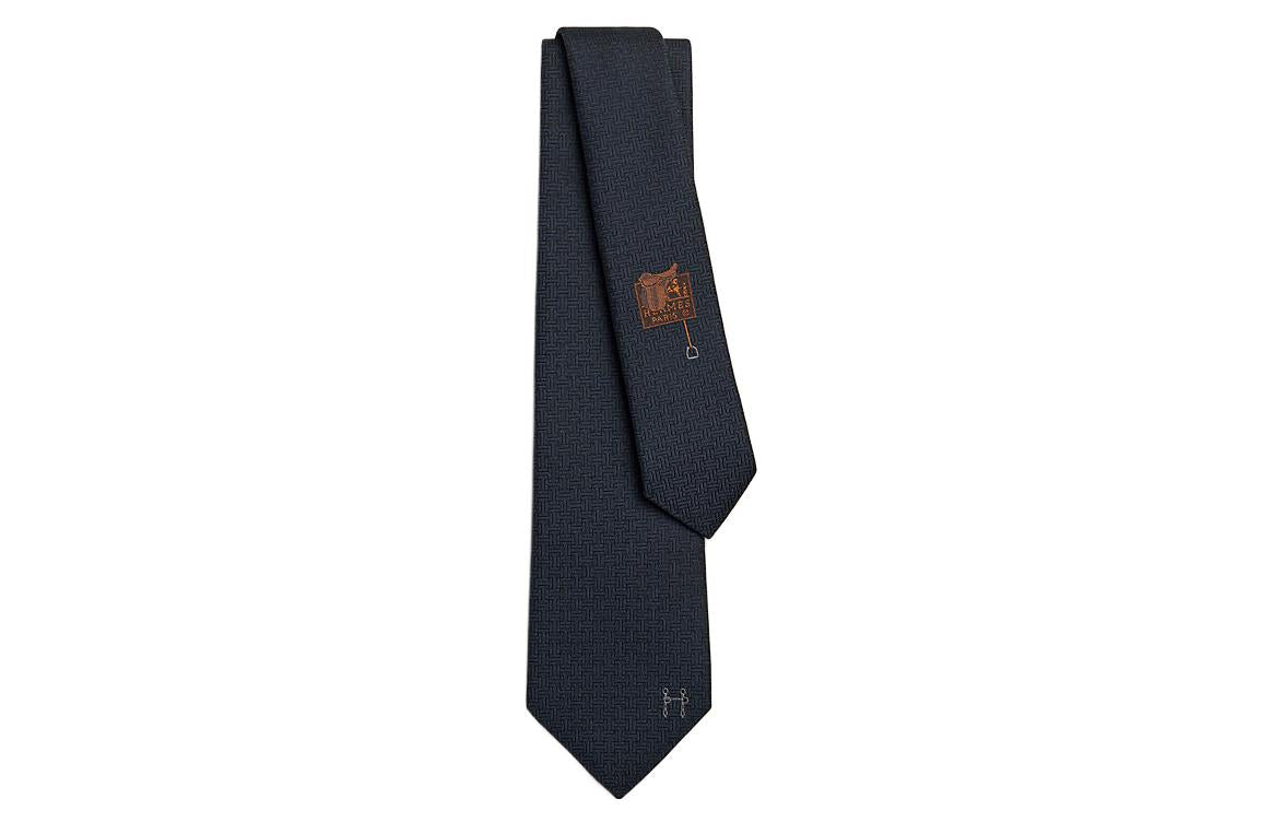 HERMES Mulberry Silk Ties Unisex Black