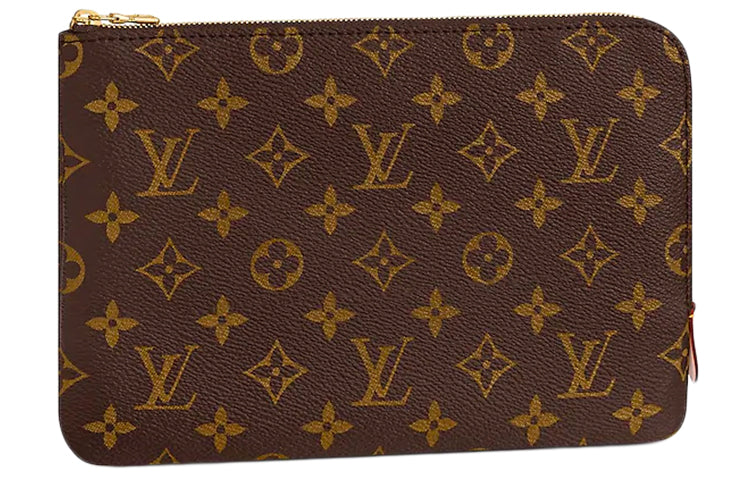 LOUIS VUITTON Coated Canvas With Leather Handbag Clutch Small Size Women's Brown