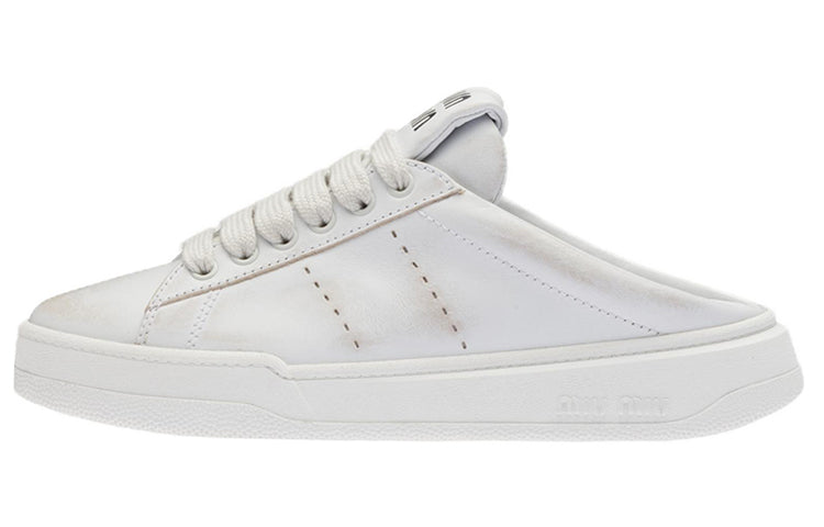 MIU MIU Abrasion Resistant Closed Toe Slippers Women's White