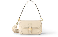 LOUIS VUITTON Diane Grained Cow Leather Baguette Bag Crossbody Bag Handbag Shoulder Bag Women's Beige