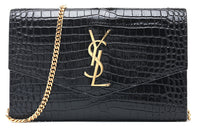 SAINT LAURENT Cow Leather Envelope Bag, Chain Wallet, Crossbody Bag Mini Women's Black