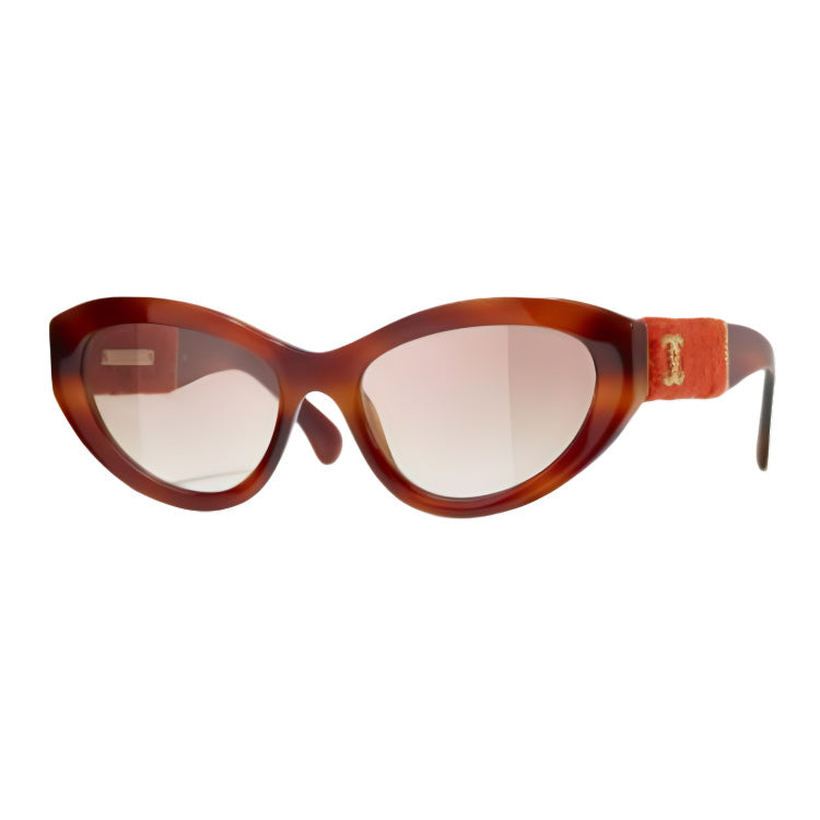 CHANEL Acetate Cat Eye Sunglasses Women's Tortoiseshell