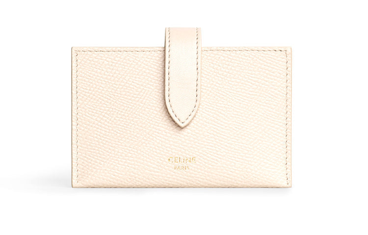 CELINE Grain Cow Leather Accordion Pleat Card Bag Women's Light Pink