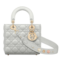 DIOR Lady Dior Wicker Pattern Lambskin Lady Dior Bag, Shoulder Bag, Crossbody Bag, Handbag Trumpets Women's Cloud Gray
