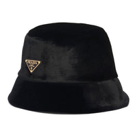 PRADA Velvet Bucket Hats Women's Black