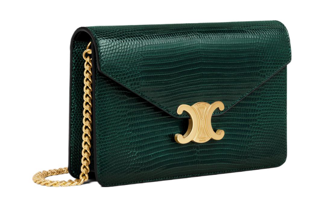 CELINE Lizard Leather Shoulder Bag Crossbody Bag Wallet Women's Amazon Green