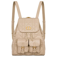 DIOR Caro Sheepskin Backpack Medium Size Women's Rouge Beige