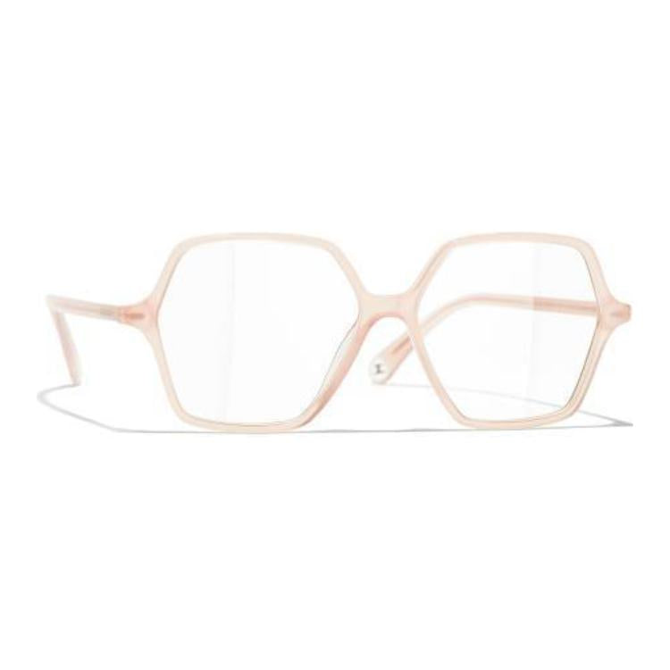 CHANEL Acetate Irregular Shape Eyeglass Frames Women's Pink