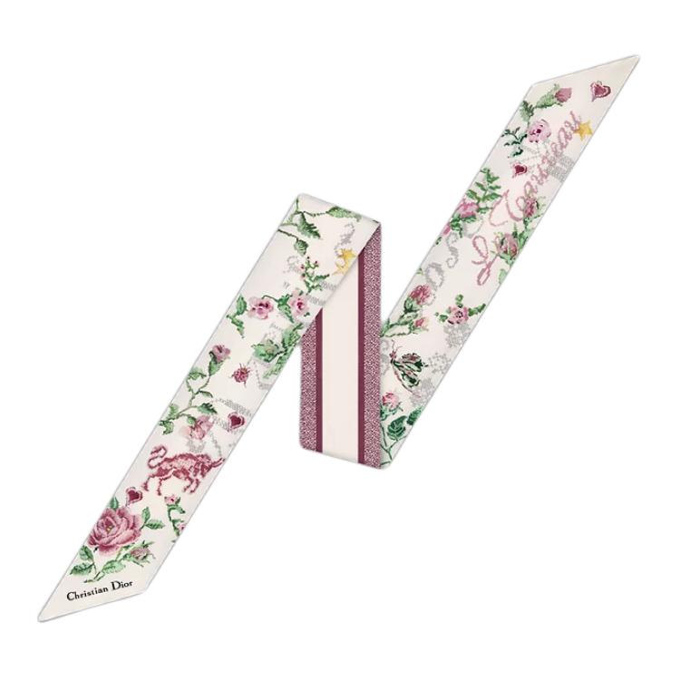 DIOR Mulberry Silk Scarves Women's Burgundy