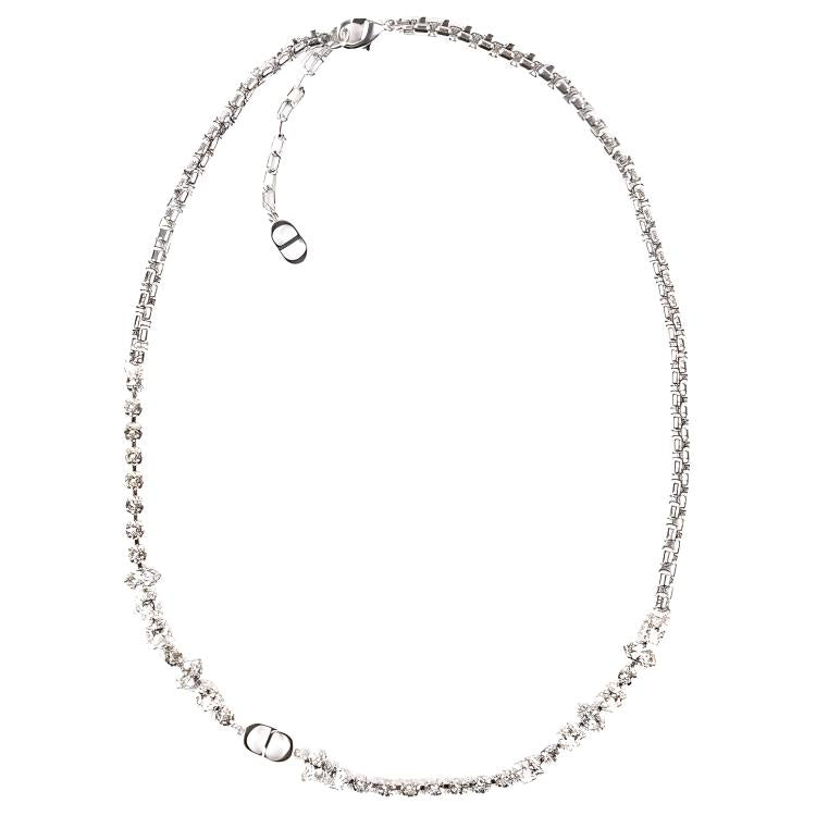 DIOR Crystal Brass Necklaces Men's Silver