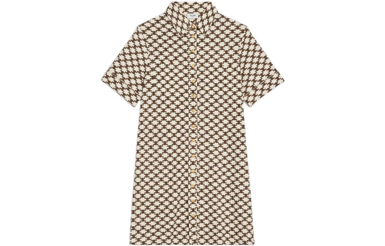 CELINE Short Sleeved Dress Women's Vanilla