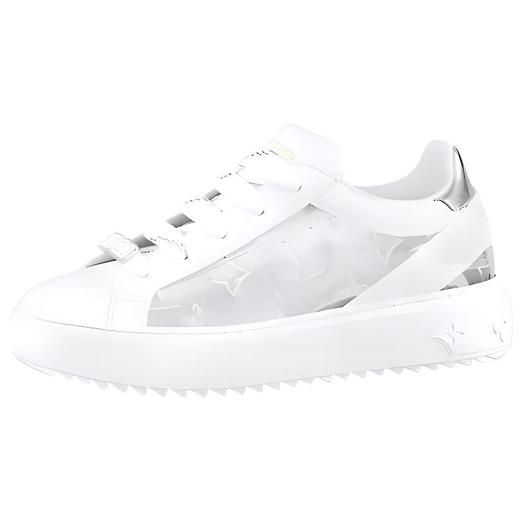 LOUIS VUITTON Time Out Low Top Stylish Skateboarding Shoes Women's White Blue