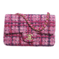 CHANEL Classic Flap CF Cotton Wool Blend Fiber Shoulder Bag Crossbody Bag Mini Women's Pink/Red/Marine Blue