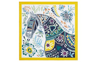 HERMES Silk Scarves Women's Bright Yellow/White/Multicolor