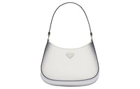 PRADA Cleo Brushed Leather Handbag, Shoulder Bag Women's White Gradient
