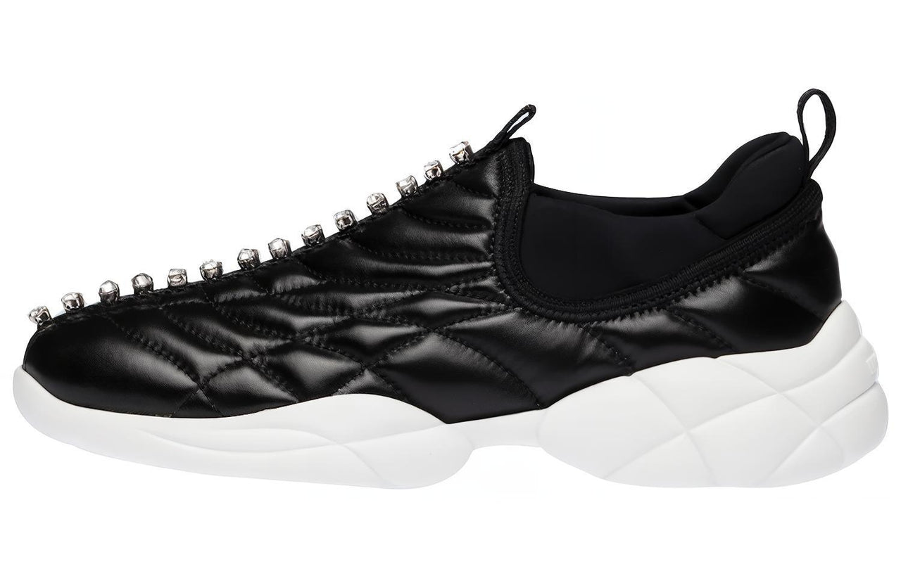 MIU MIU Nappa Cushioned Slip-Resistant Low-Top Casual Shoes Women's Black