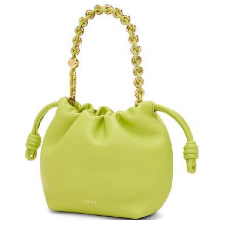 LOEWE Flamenco Nappa Sheepskin One Shoulder Crossbody Clutch Mini Women's Green