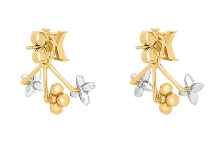 LOUIS VUITTON Zircon Earrings Women's Gold