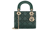 DIOR Lady Dior Cotton Micro Pearl Embroidery Shoulder Bag Crossbody Bag Handbag Mini Women's Pine Green