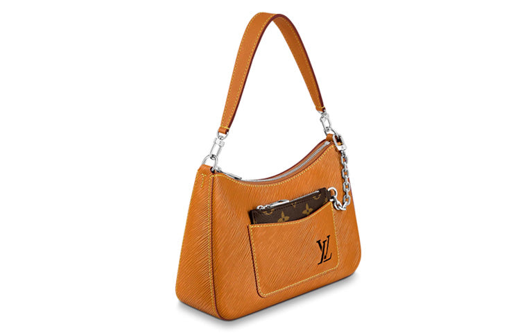 LOUIS VUITTON Epi Grain Cow Leather Shoulder Bag, Portable Crossbody Bag Women's Caramel Brown Yellow