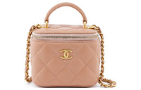 CHANEL Lambskin Box Bag Shoulder Bag Crossbody Bag Small Size Women's Nude/Milk Tea Beige