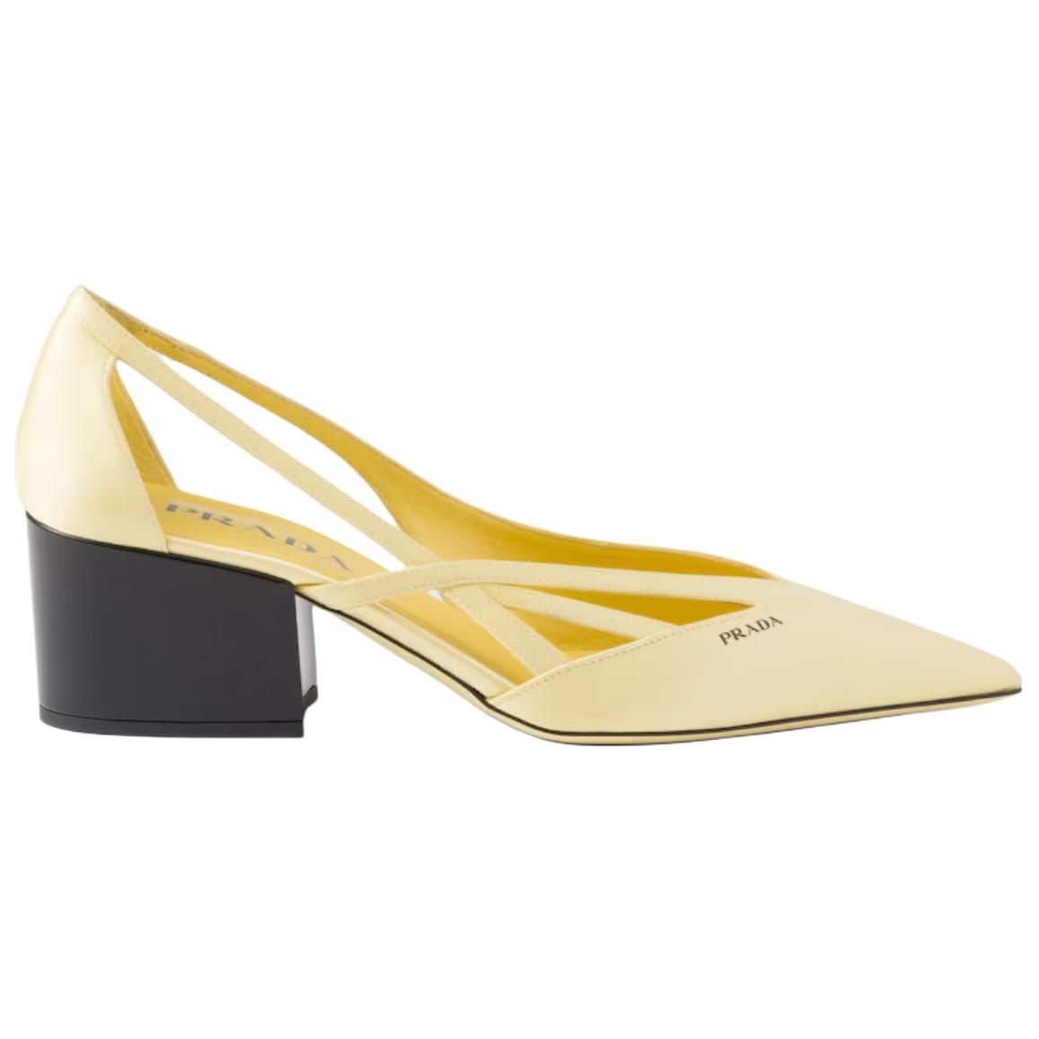 PRADA Chunky Heel High Heels 5.5cm Women's Yellow