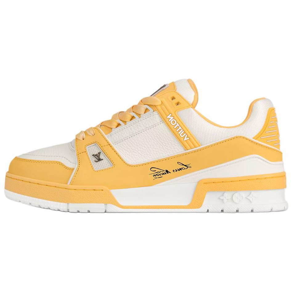 LOUIS VUITTON Trainer Low-Top Skateboard Shoes Women's Yellow White