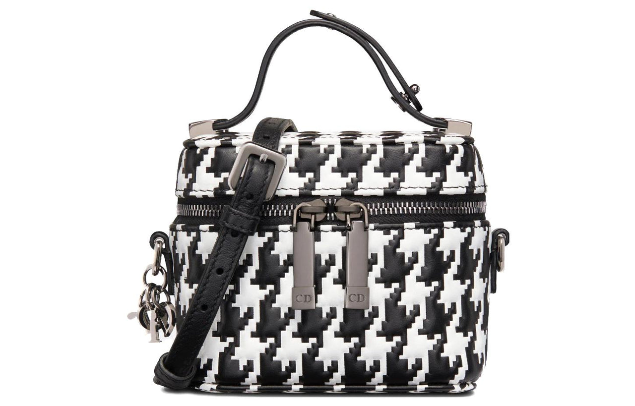 DIOR Lady Dior Cow Leather Crossbody One Shoulder Handbags Extra Mini Women's Black/White