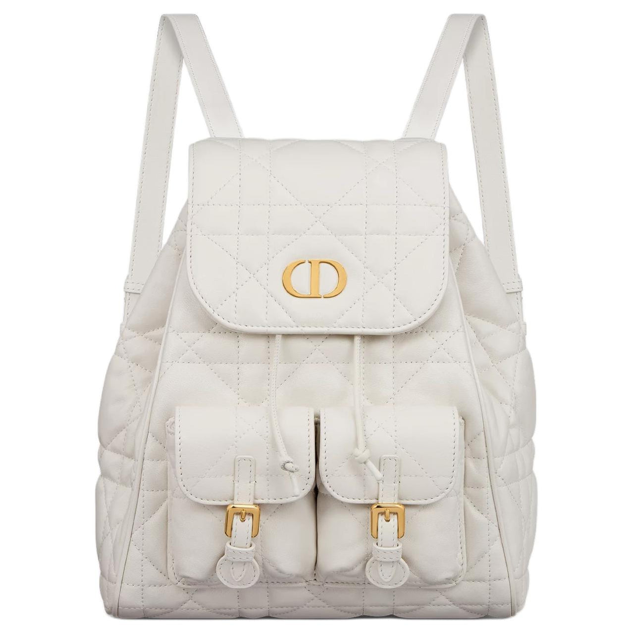 DIOR Caro Sheepskin Backpack Medium Size Women's White