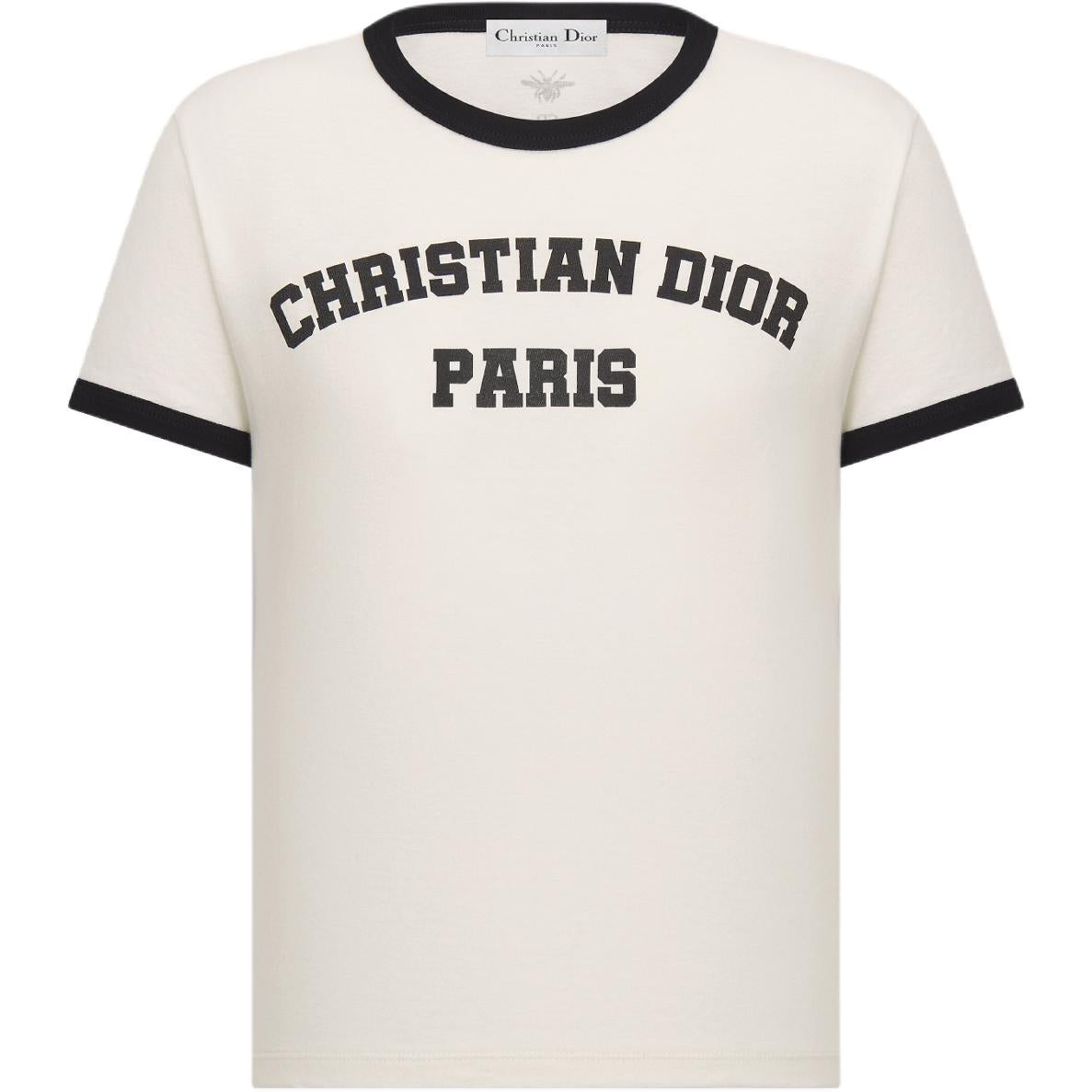 DIOR Cruise Early Spring Collection Logo Letter Print Crew Neck Short-Sleeved T-Shirt Women's White